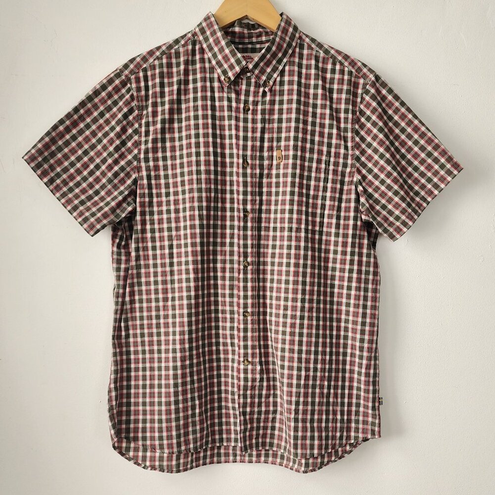 Fjällräven Ovik Travel Shirt Mens XL Paid Checkered Short Sleeve Button-Up